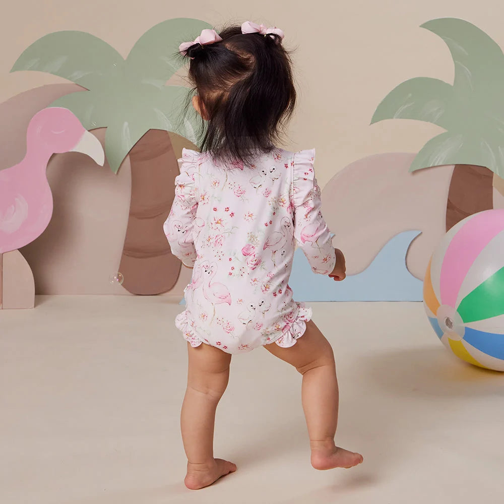 Snuggle Hunny Flamingos Frill Swimsuit