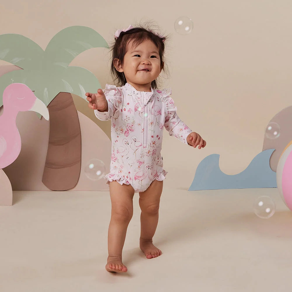 Snuggle Hunny Flamingos Frill Swimsuit