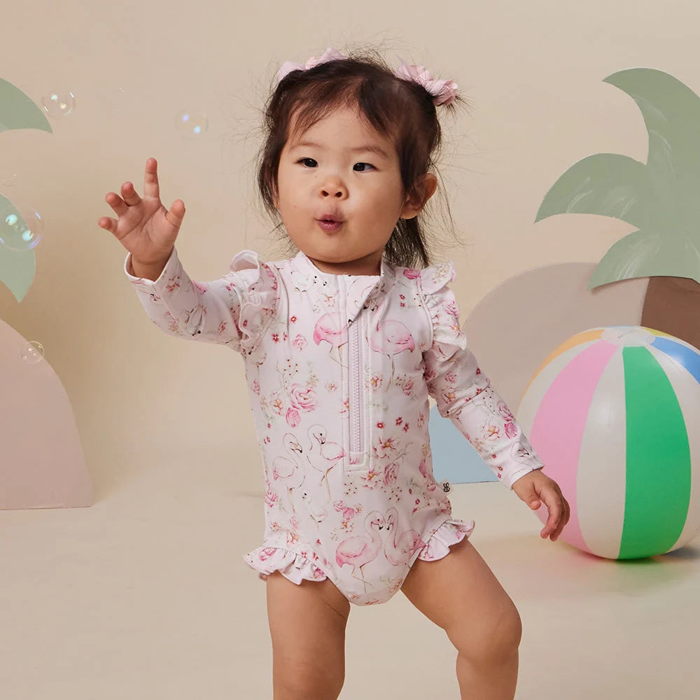 Snuggle Hunny Flamingos Frill Swimsuit