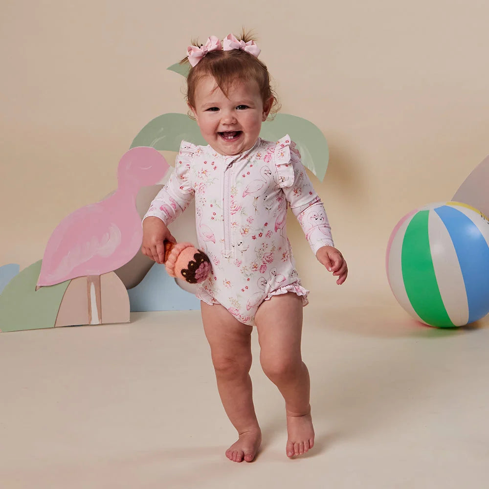 Snuggle Hunny Flamingos Frill Swimsuit