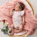 Snuggle Hunny Flamingos Short Sleeve Organic Bodysuit with Frill