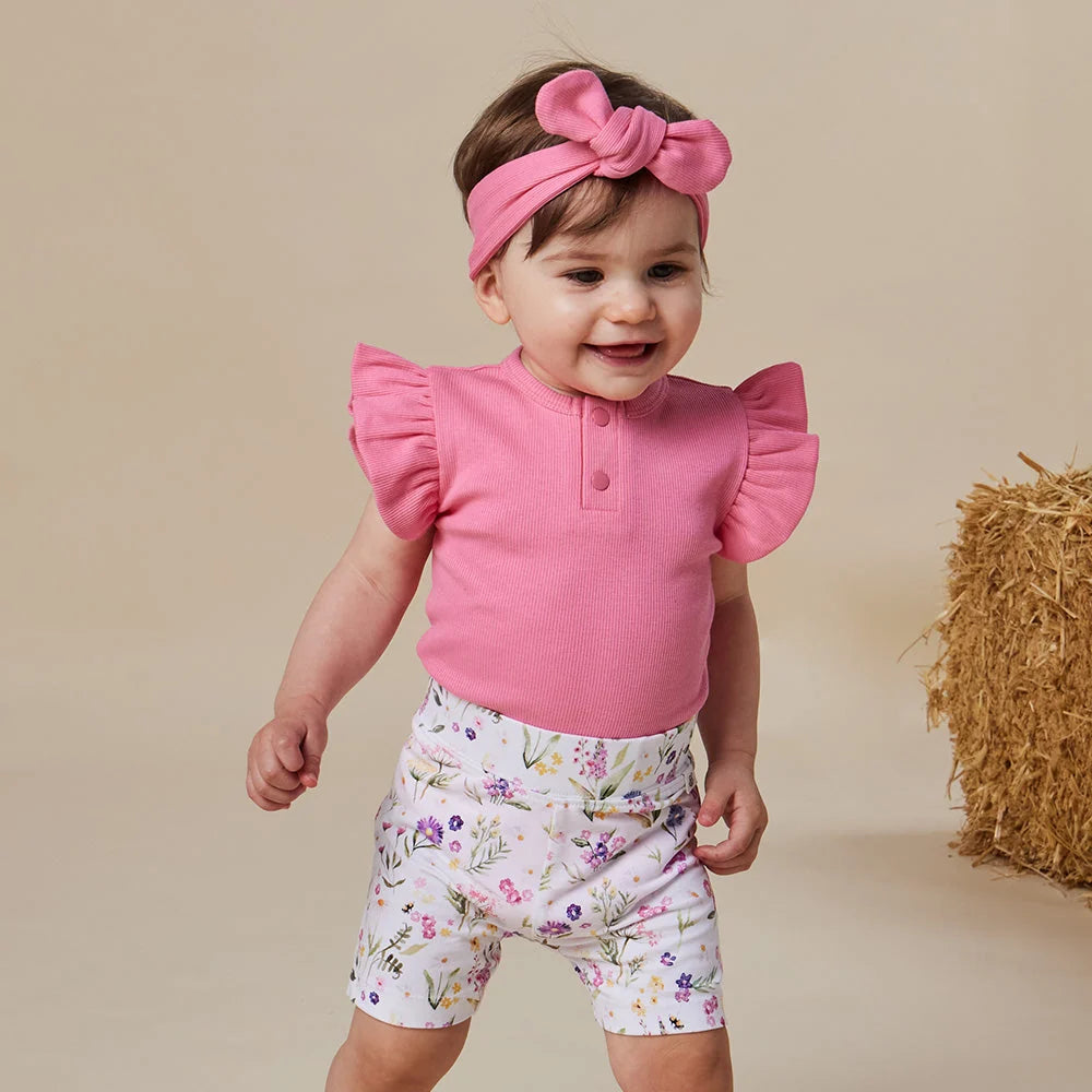 Snuggle Hunny - Candy Rib SS Organic Bodysuit w Frill