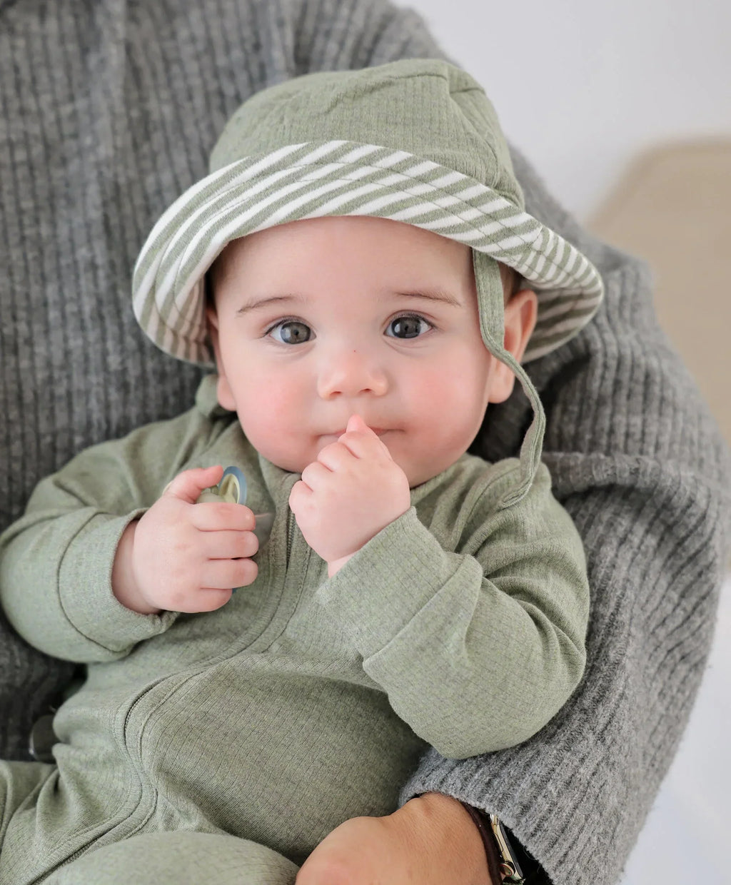 Organic Cotton Bucket Sun Hat - Forest Stripes