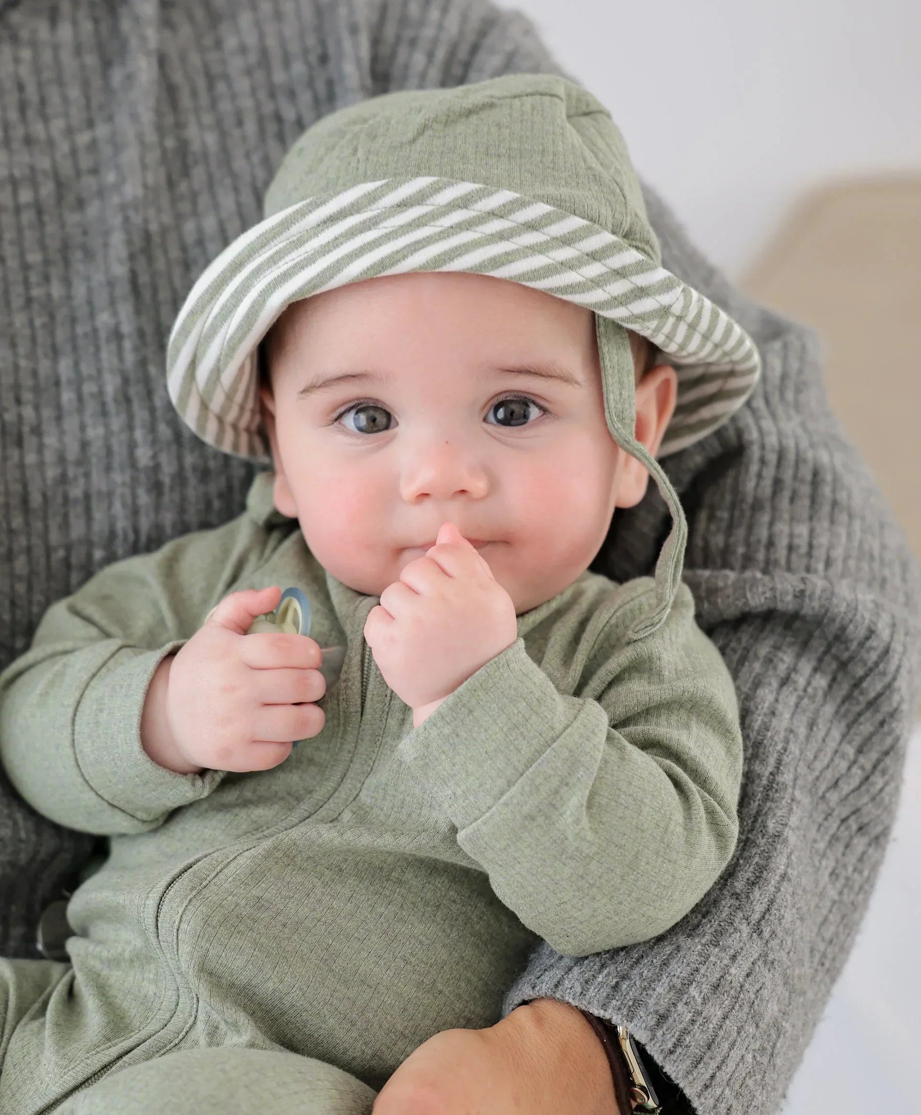 Organic Cotton Bucket Sun Hat - Forest Stripes