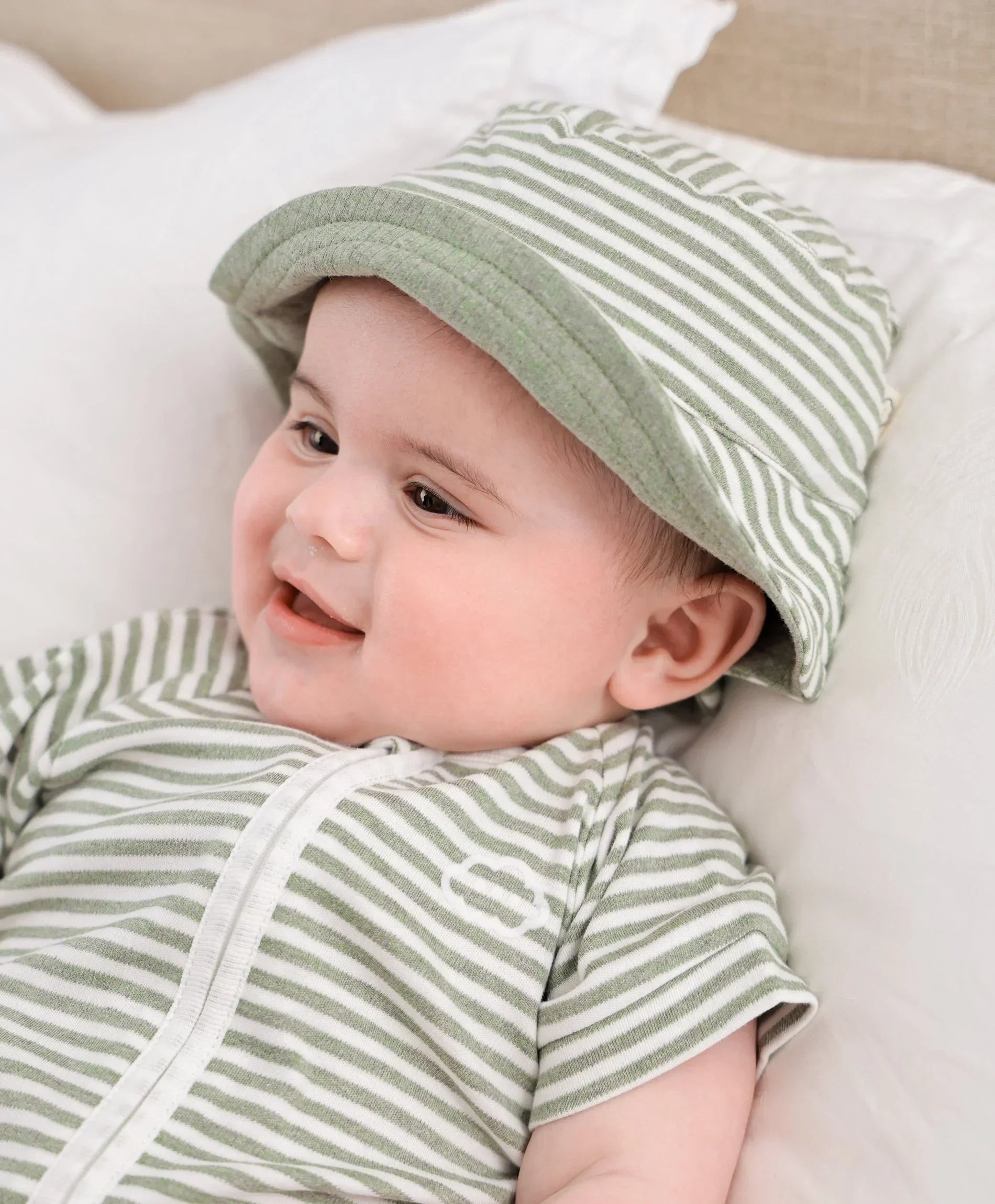 Organic Cotton Bucket Sun Hat - Forest Stripes