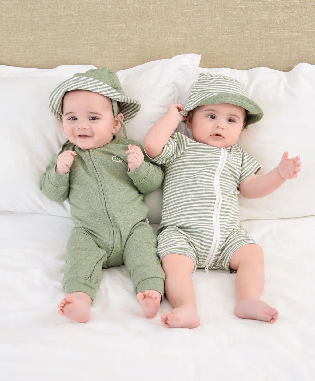 Organic Cotton Bucket Sun Hat - Forest Stripes