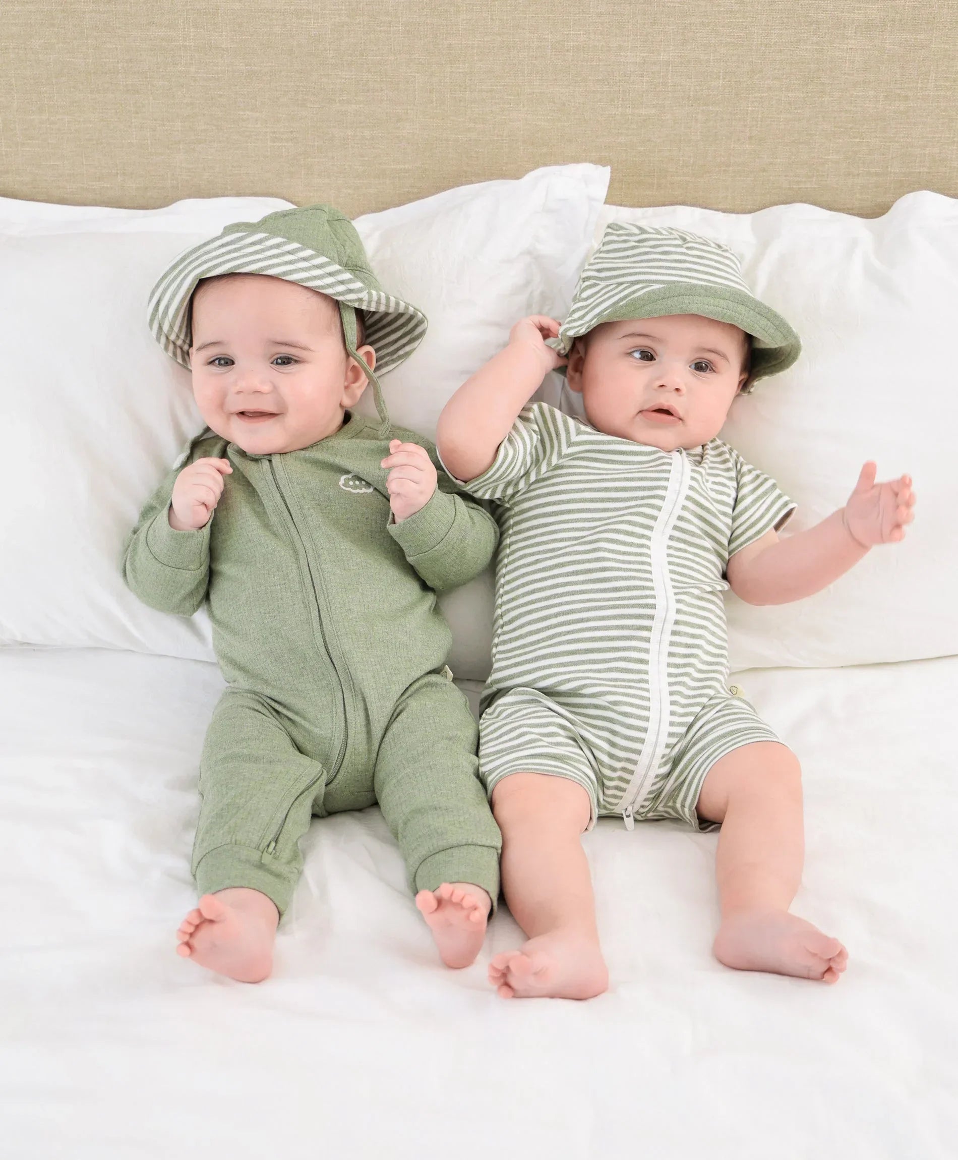 Organic Cotton Bucket Sun Hat - Forest Stripes