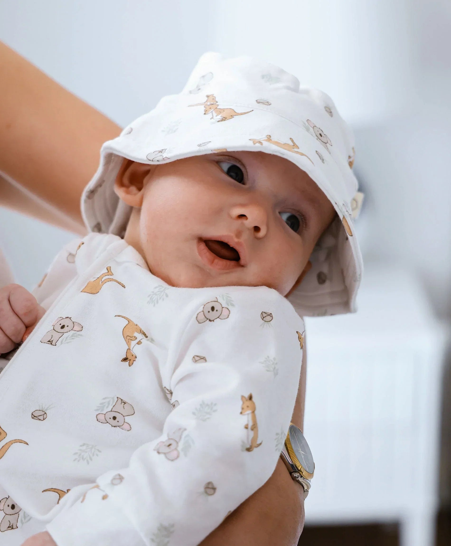 Organic Cotton Bucket Sun Hat - Kangaroo & Koala