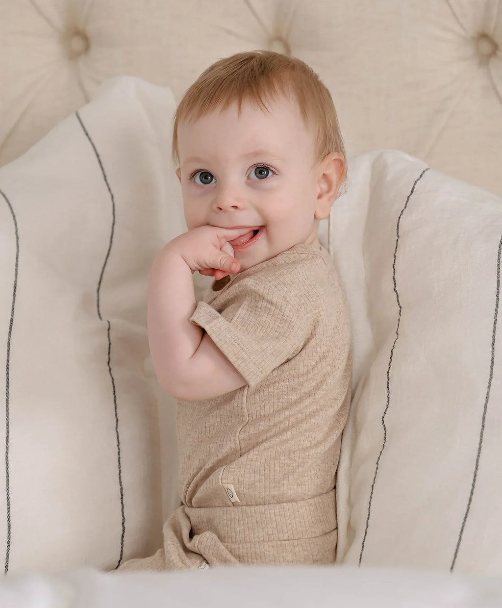 Organic Cotton S.S Bodysuit - Heather Oat