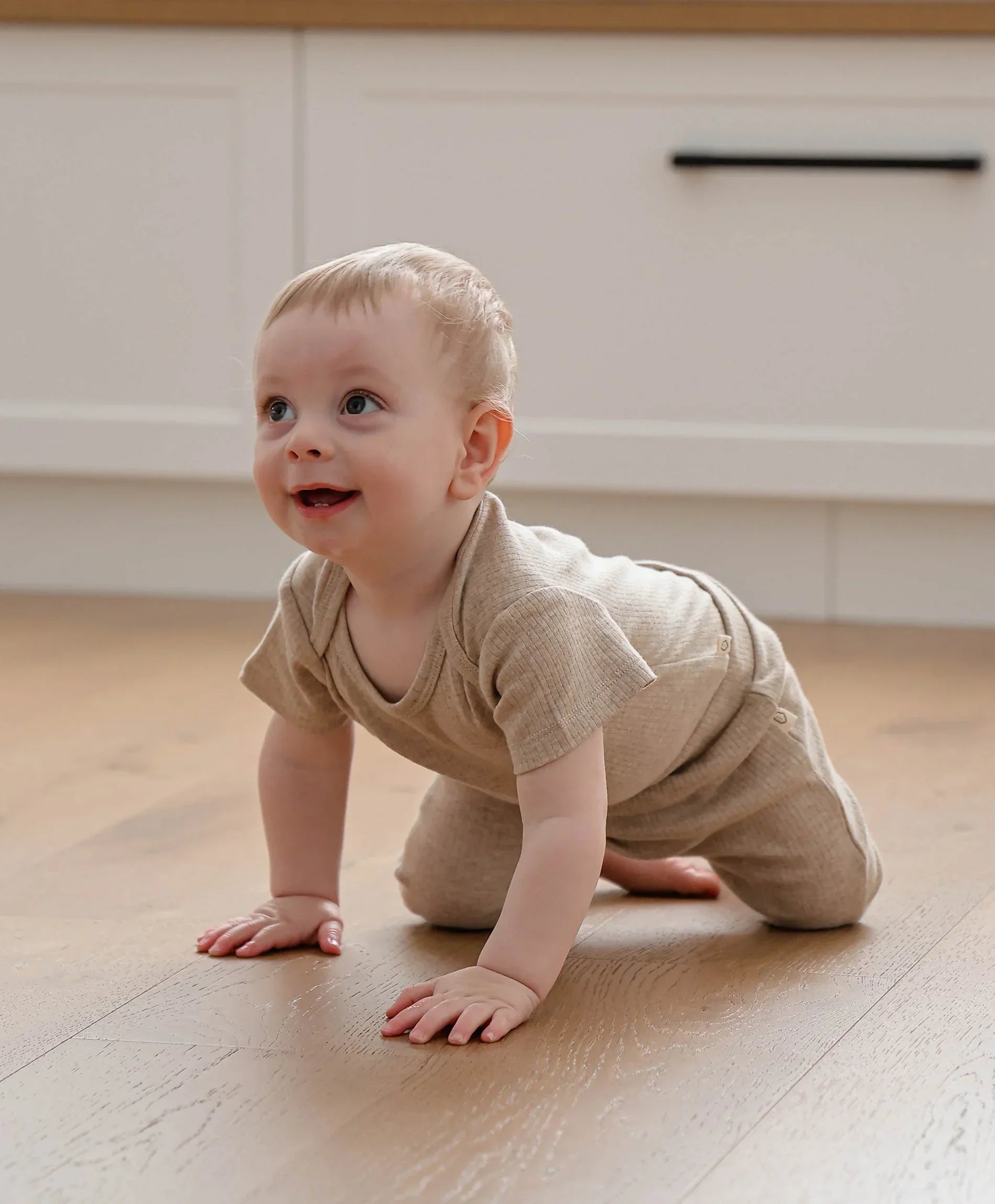 Organic Cotton S.S Bodysuit - Heather Oat