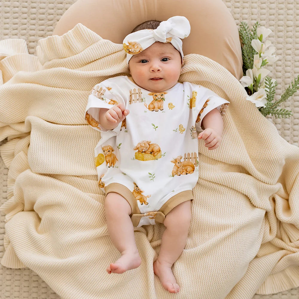 Snuggle Hunny Highland Cows Organic Oversized Romper