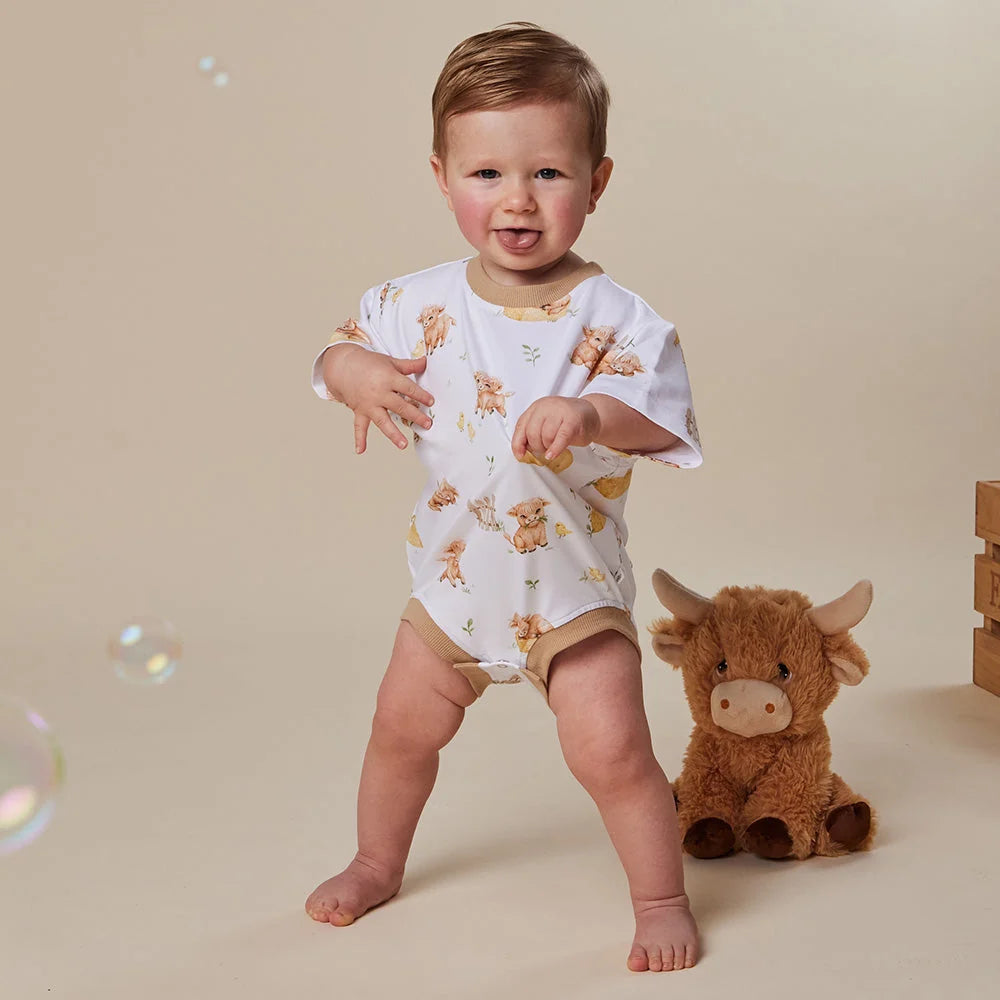 Snuggle Hunny Highland Cows Organic Oversized Romper