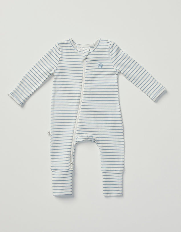 Kynd Baby Warm Zippy Baby Romper - Dusk Blue Stripe