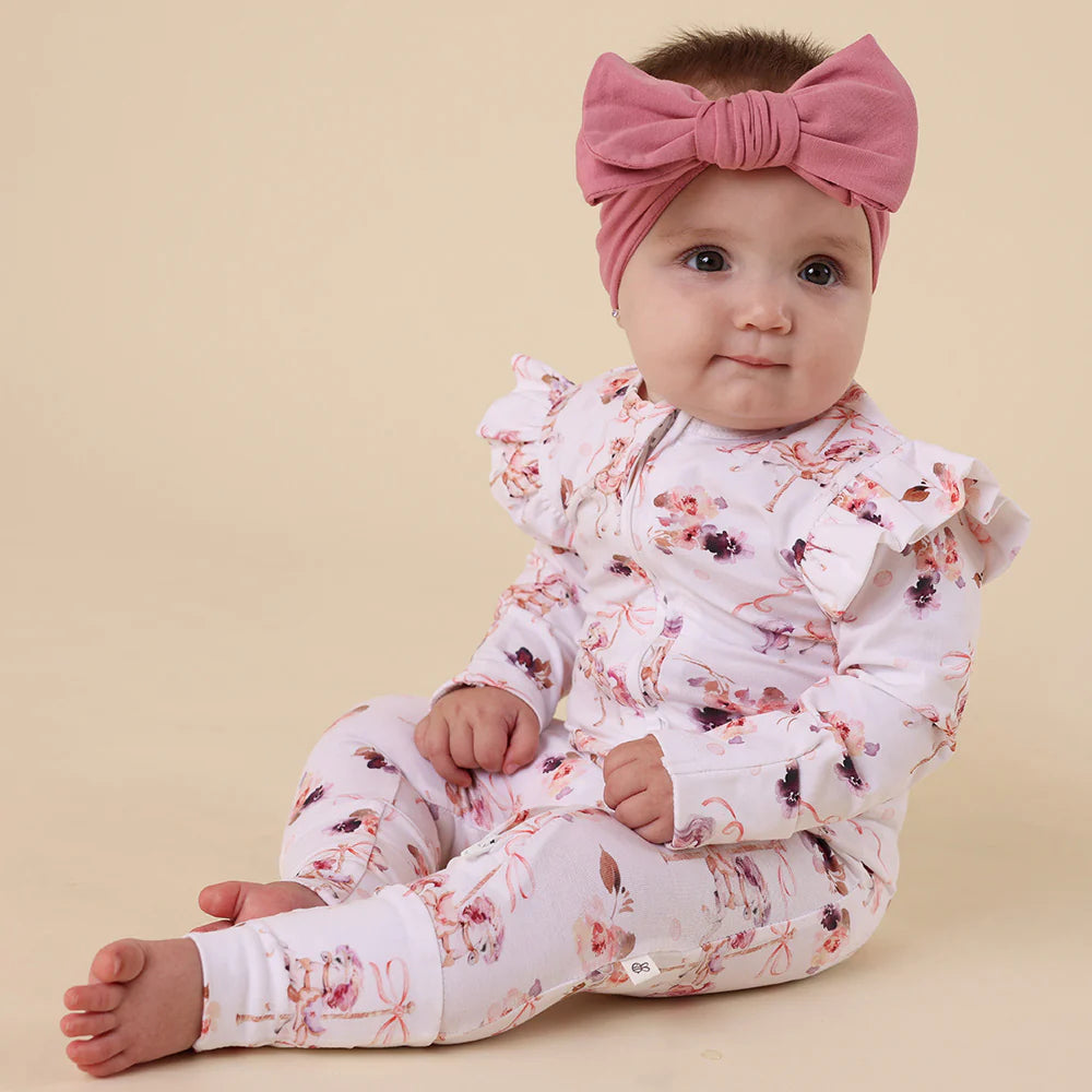 Snuggle Hunny Organic Snugglesuit Covertible Romper With Frill - Carousel