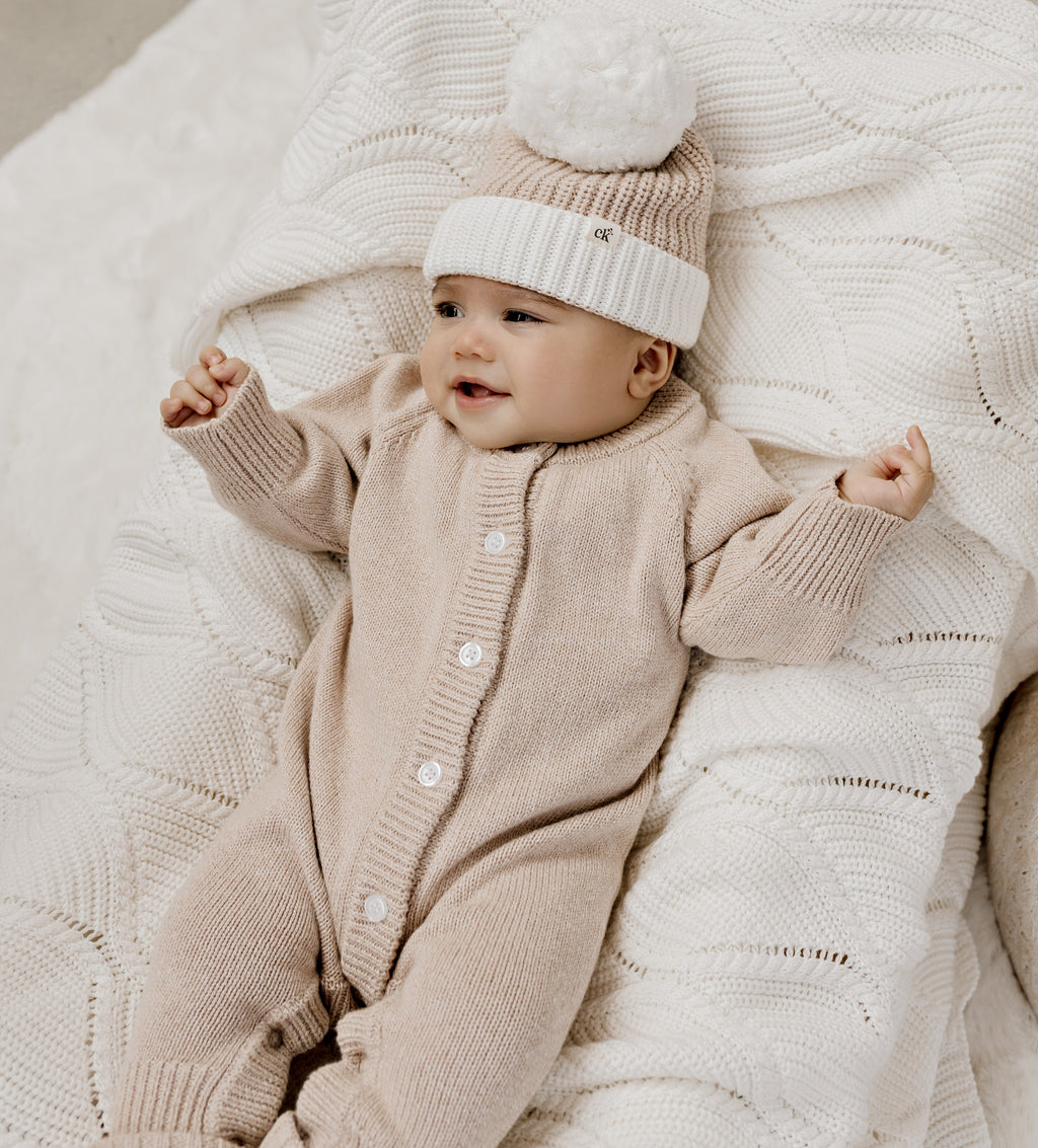 Confetti Kidz Classic Knit Romper - Latte
