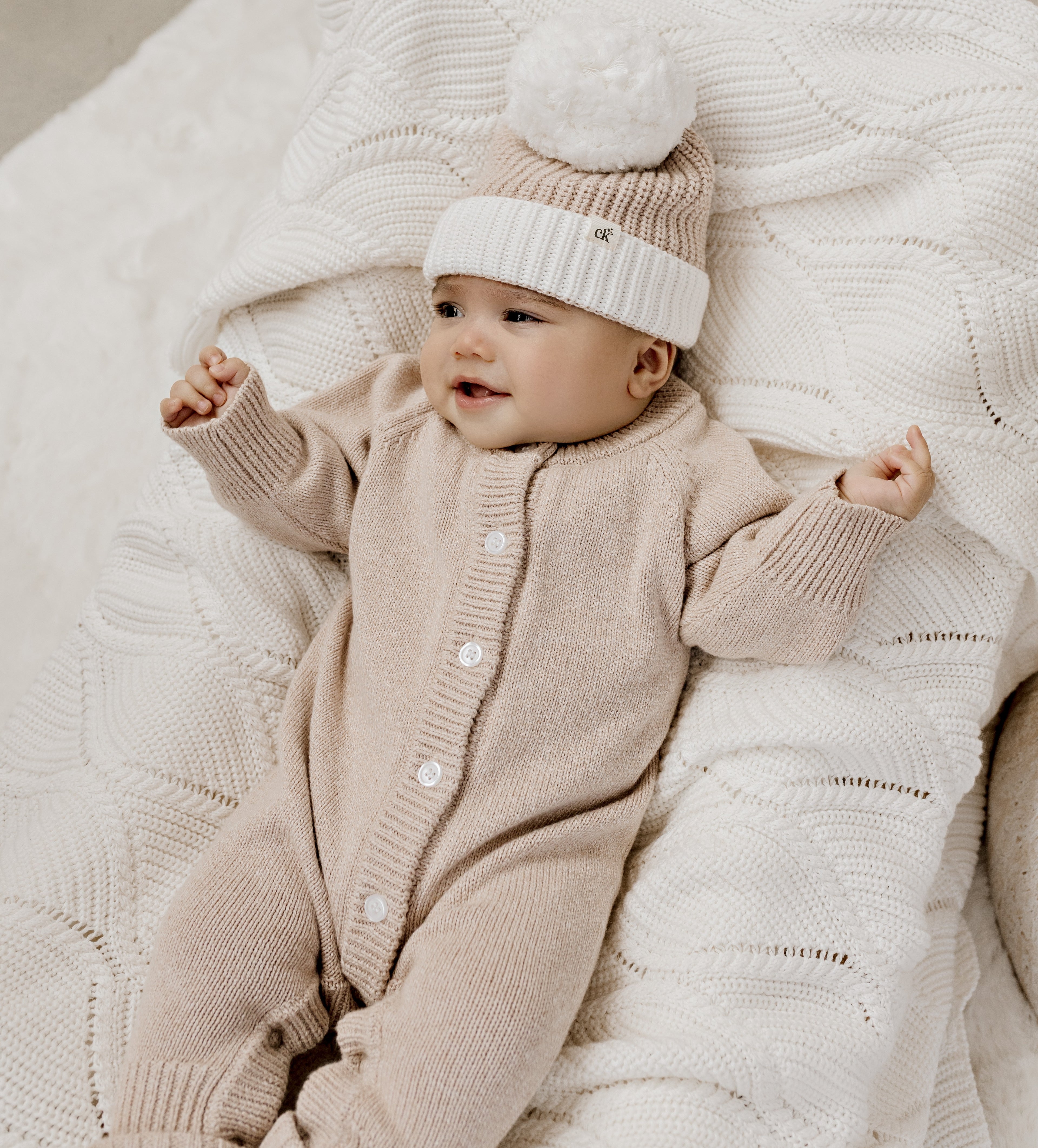Confetti Kidz Classic Knit Romper - Latte