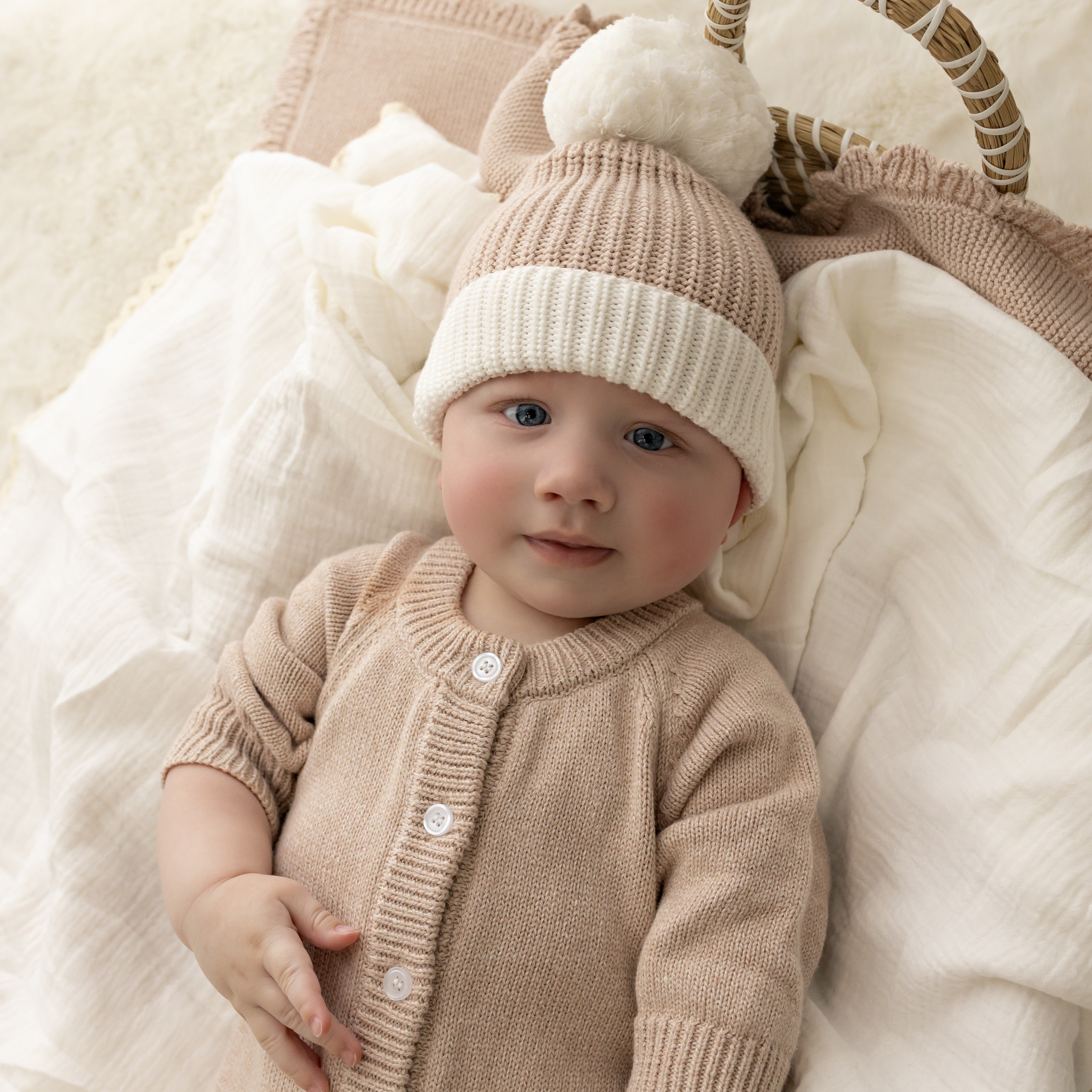 Classic Knit Romper - Latte