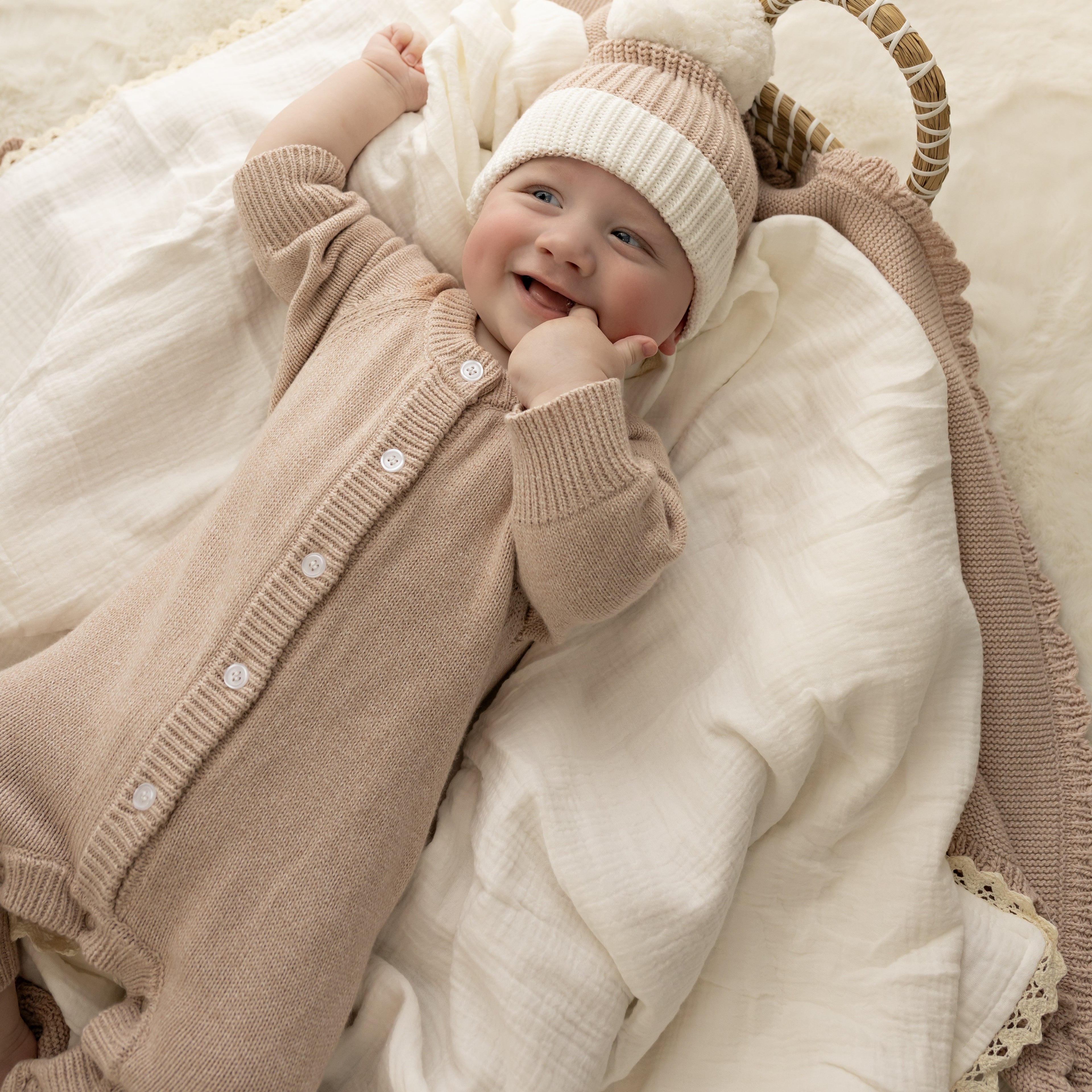 Confetti Kidz Classic Knit Romper - Latte