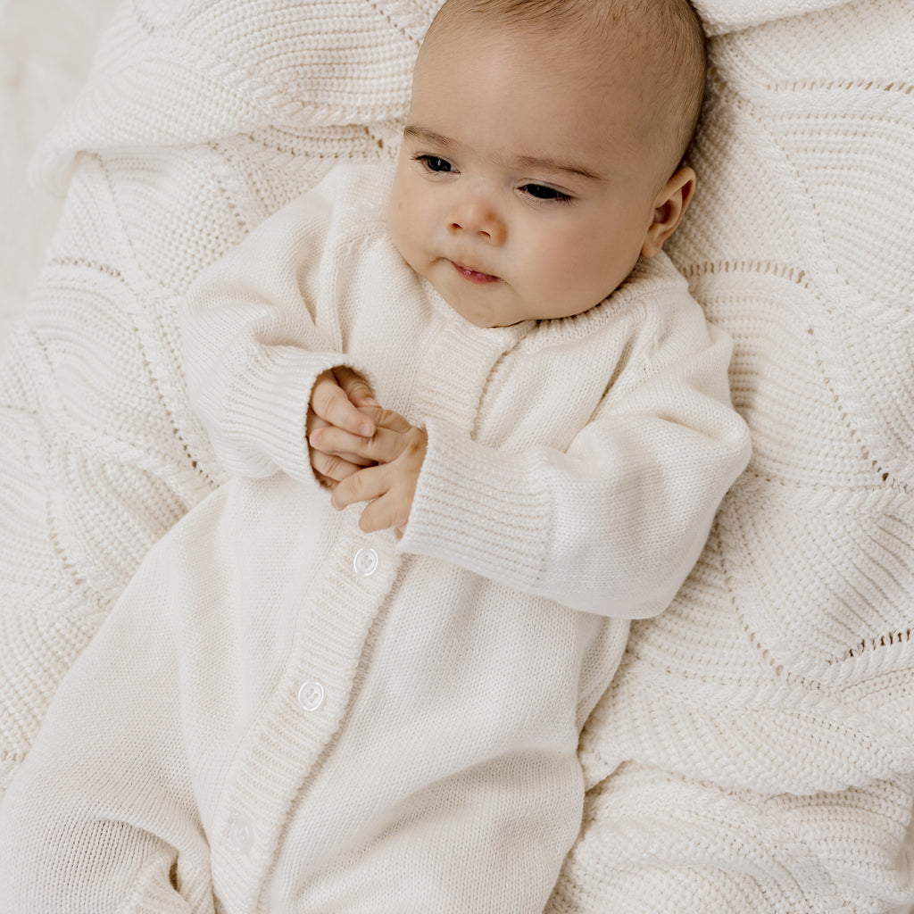 Confetti Kidz Classic Knit Romper - Milk