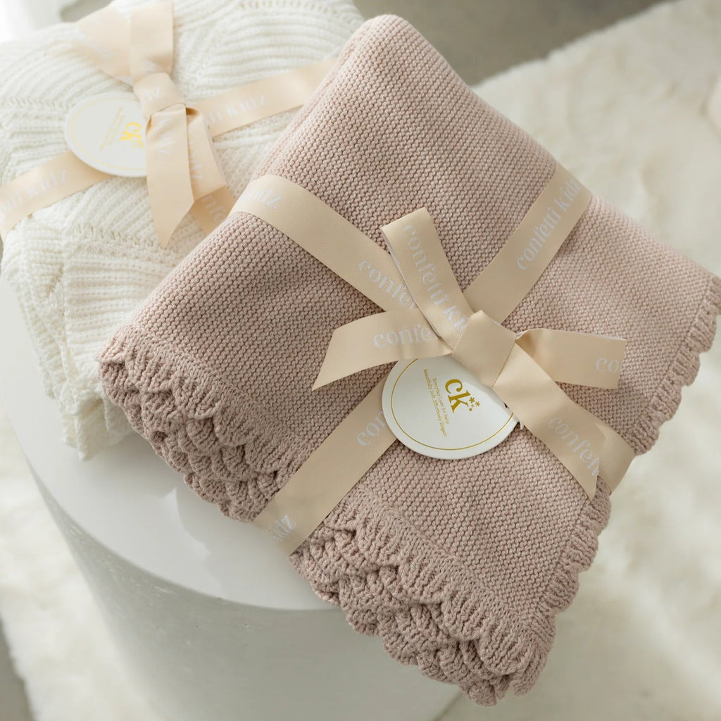 Confetti Kidz Heritage Knit Blanket - Biscotti