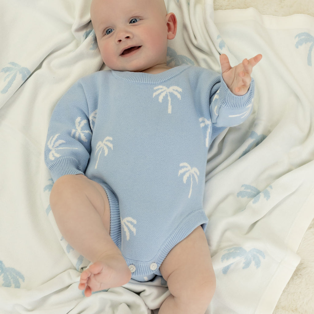 Knit Romper - Beach Palms