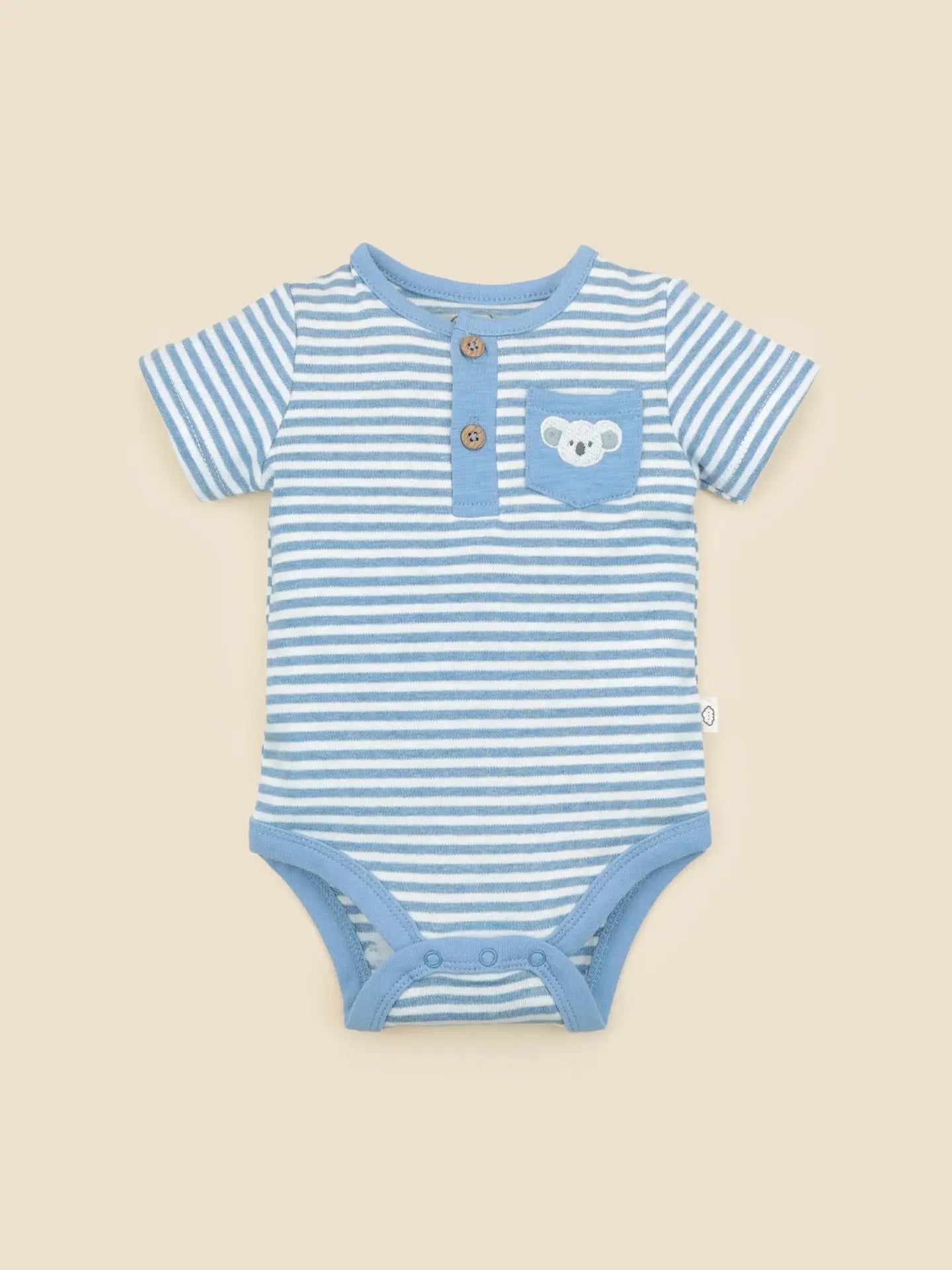 Organic Cotton S.S Bodysuit - Koala & Blue Stripes