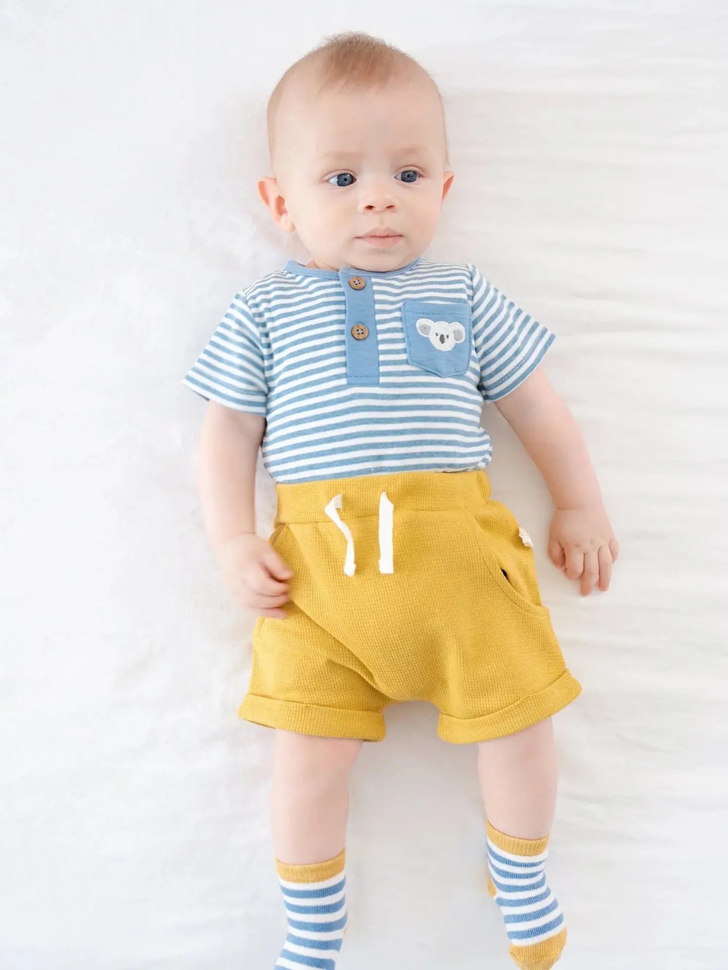 Organic Cotton S.S Bodysuit - Koala & Blue Stripes