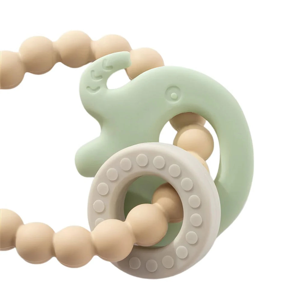 Silicone Elephant Teething Ring - Light Sage