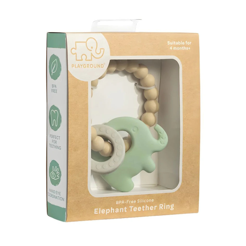 Silicone Elephant Teething Ring - Light Sage