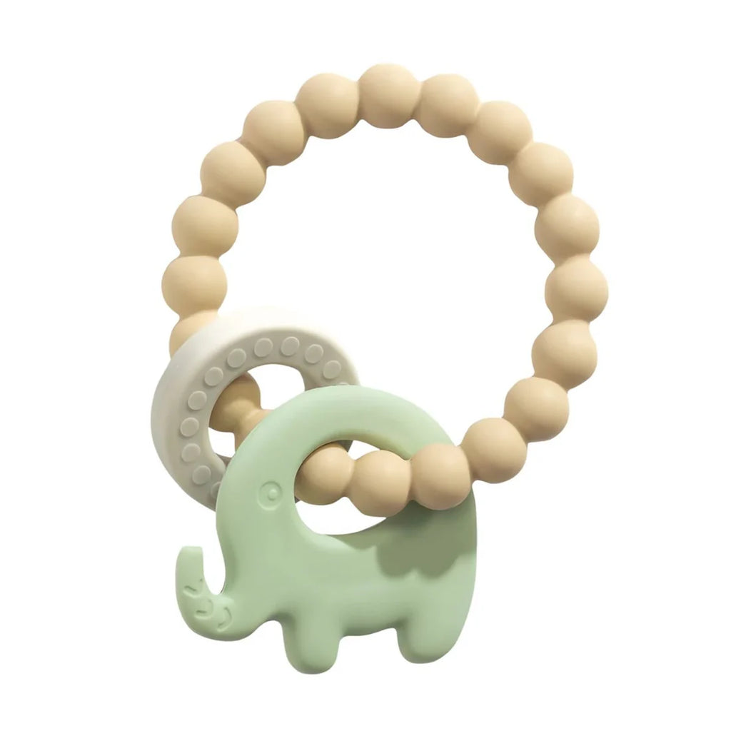 Silicone Elephant Teething Ring - Light Sage