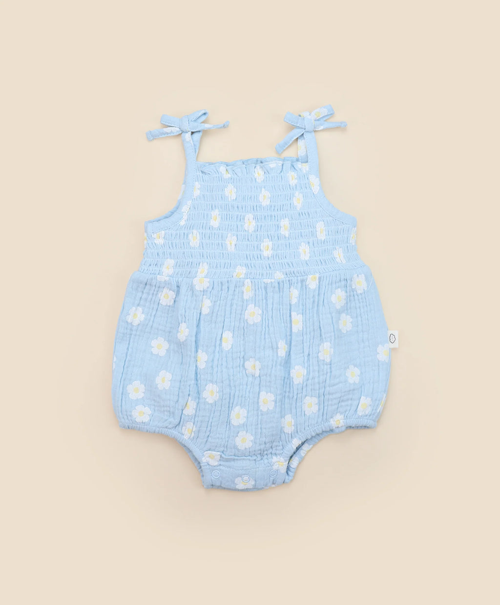 Organic Cotton Muslin Bubble Romper - Daisy Blue