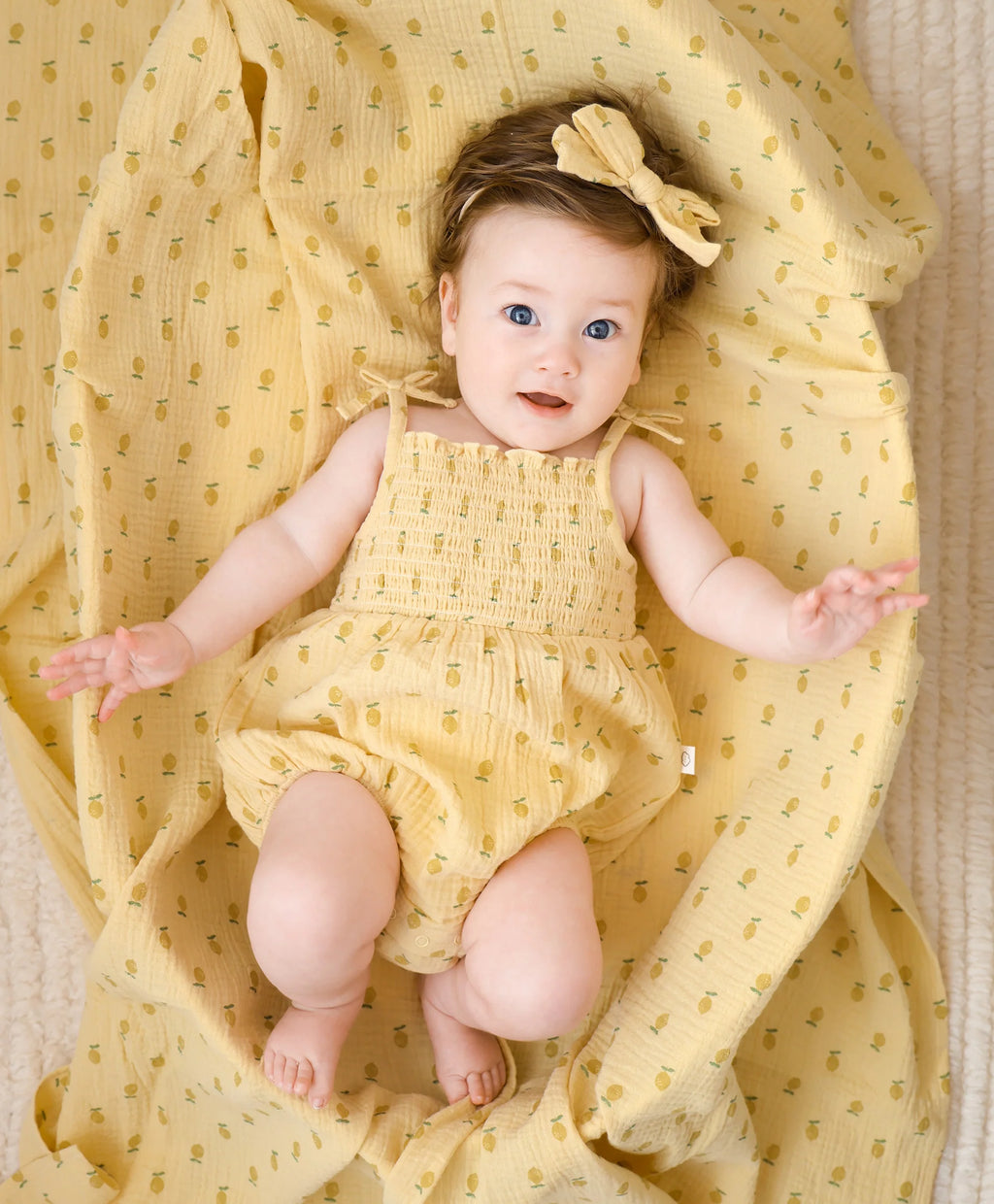 Organic Cotton Muslin Bubble Romper - Lemons