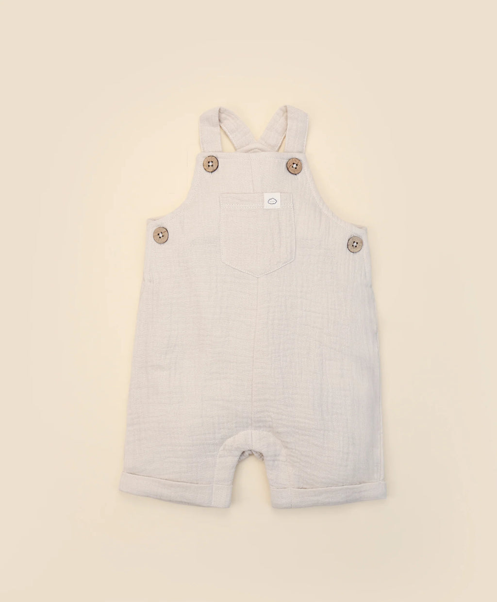 Organic Cotton Muslin Romper Overall - Oat