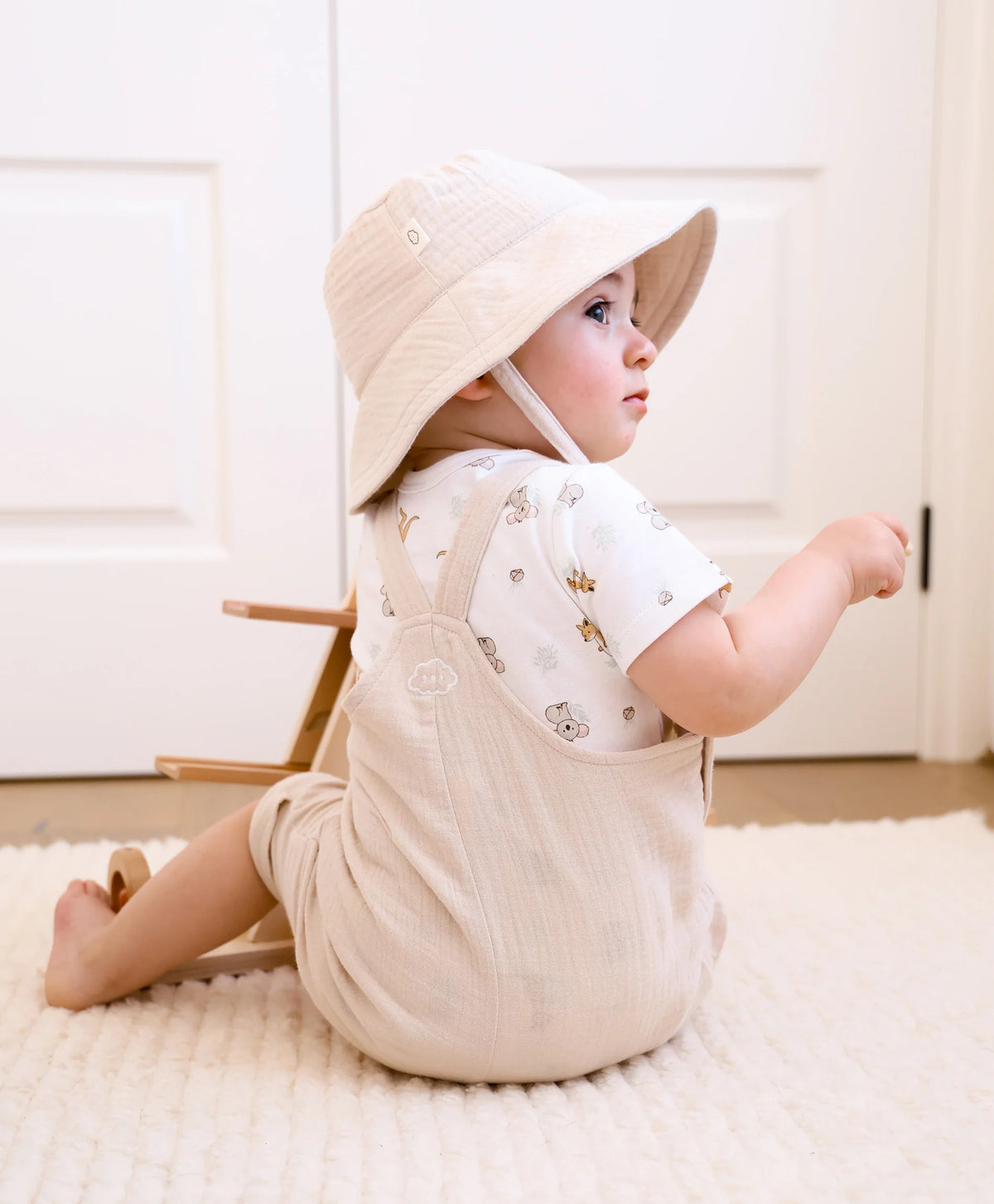 Organic Cotton Muslin Romper Overall - Oat