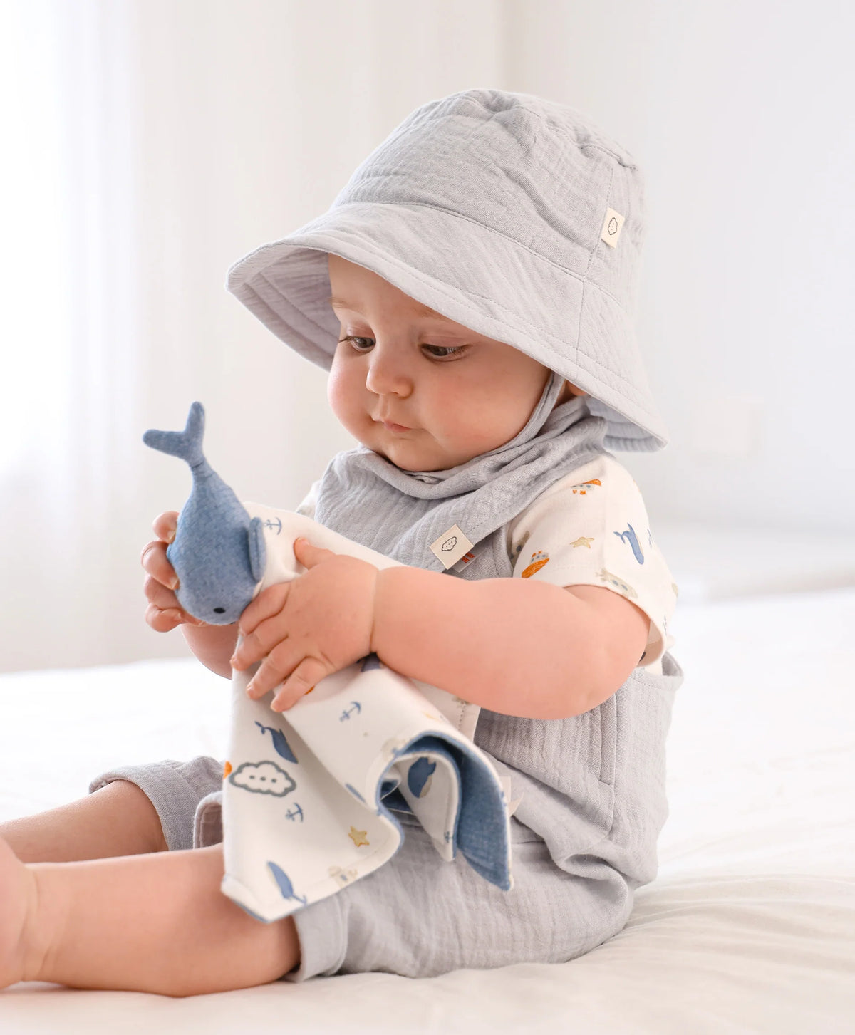Organic Cotton Muslin Bucket Sun Hat - Ice Blue