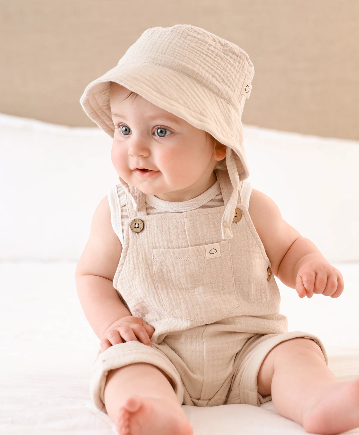 Organic Cotton Muslin Bucket Sun Hat - Oat