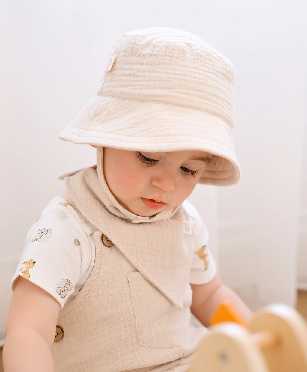 Organic Cotton Muslin Bucket Sun Hat - Oat