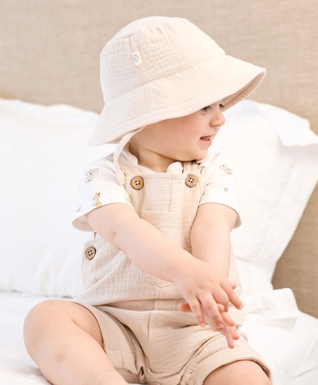 Organic Cotton Muslin Bucket Sun Hat - Oat