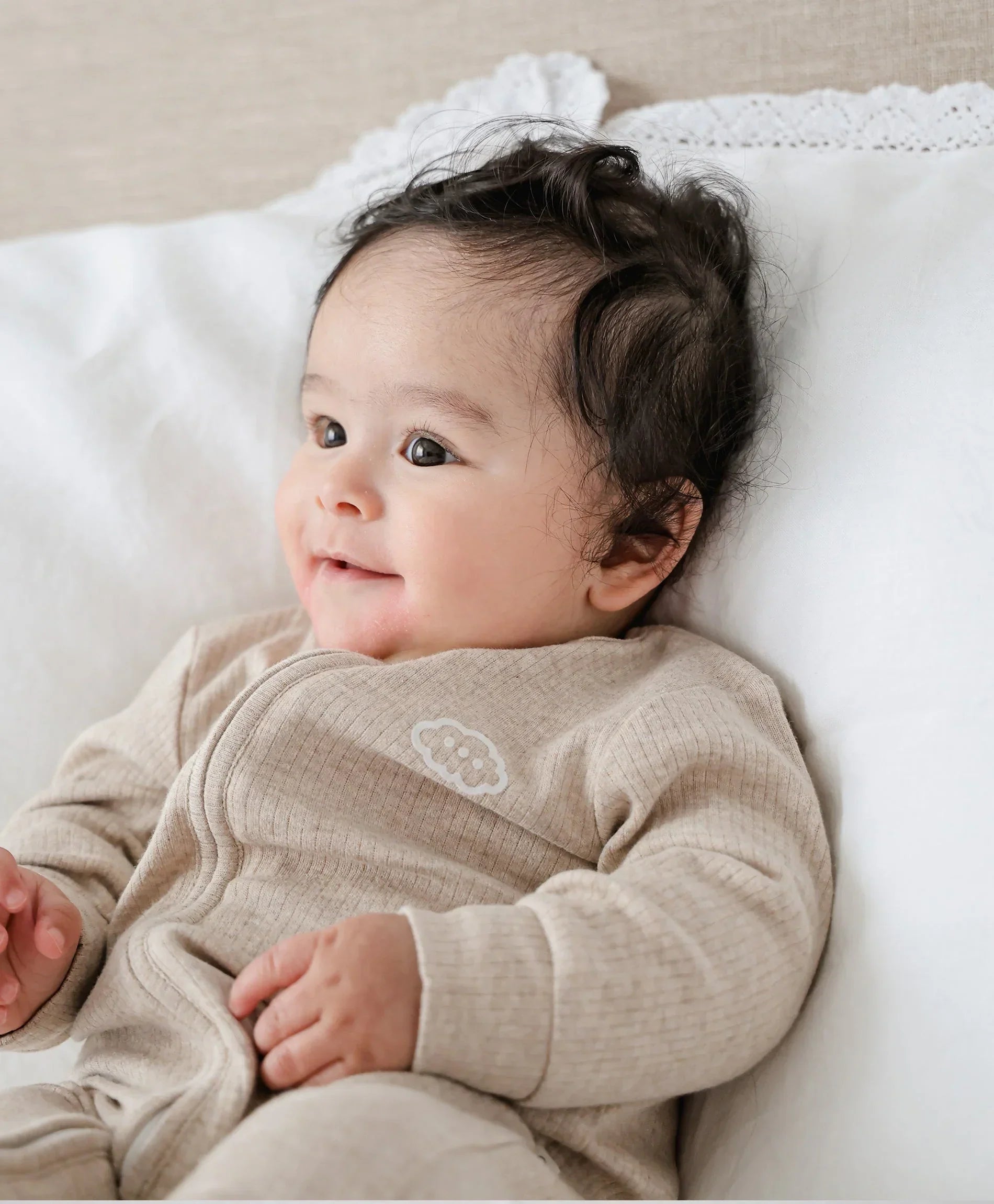Organic Cotton Zip Growsuit - Heather Oat
