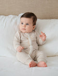 Organic Cotton Zip Growsuit - Oat Stripes