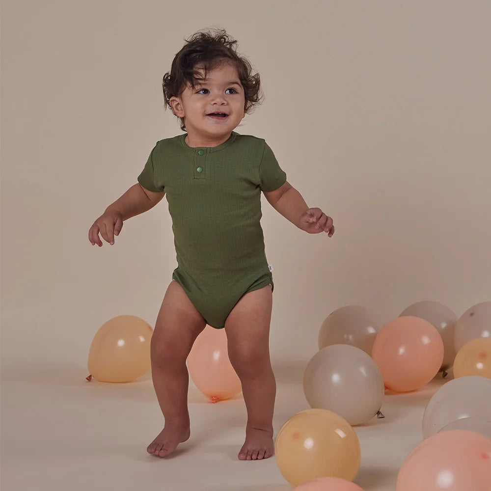 Snuggle Hunny - Olive SS Organic Bodysuit