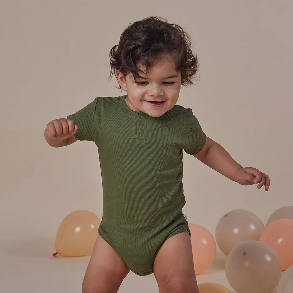 Snuggle Hunny - Olive SS Organic Bodysuit