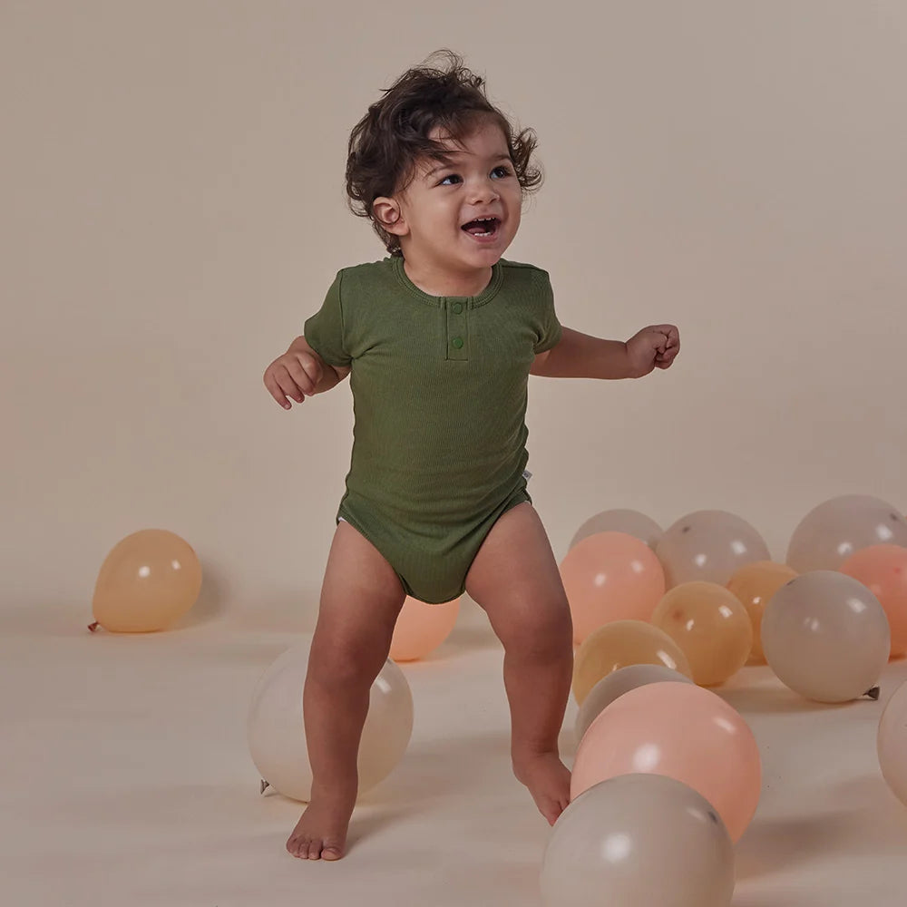 Snuggle Hunny - Olive SS Organic Bodysuit