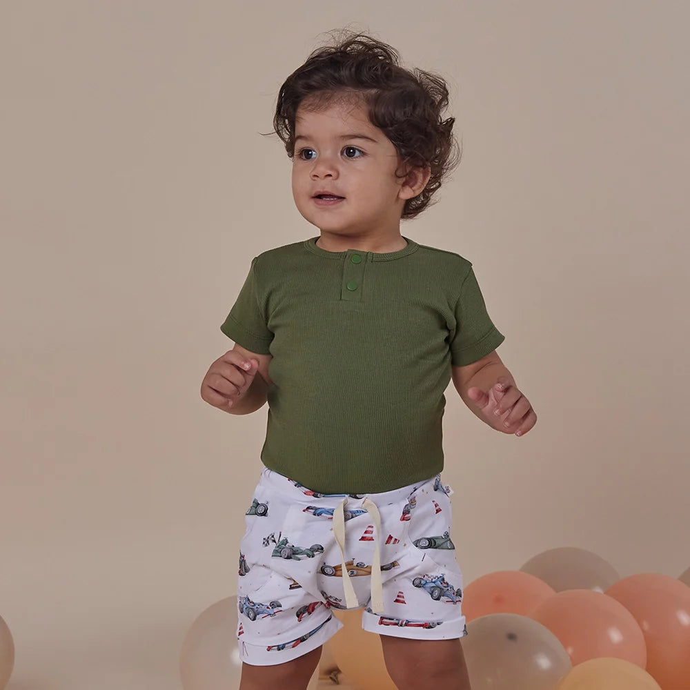 Snuggle Hunny - Olive SS Organic Bodysuit