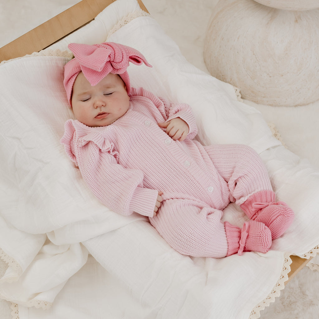 Pointelle Knit Romper - Classic Pink