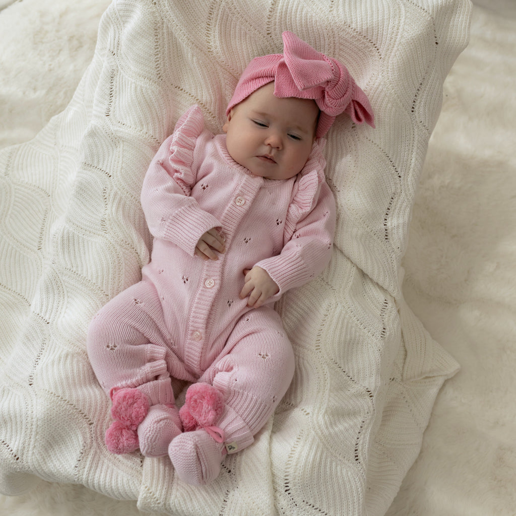 Pointelle Knit Romper - Classic Pink