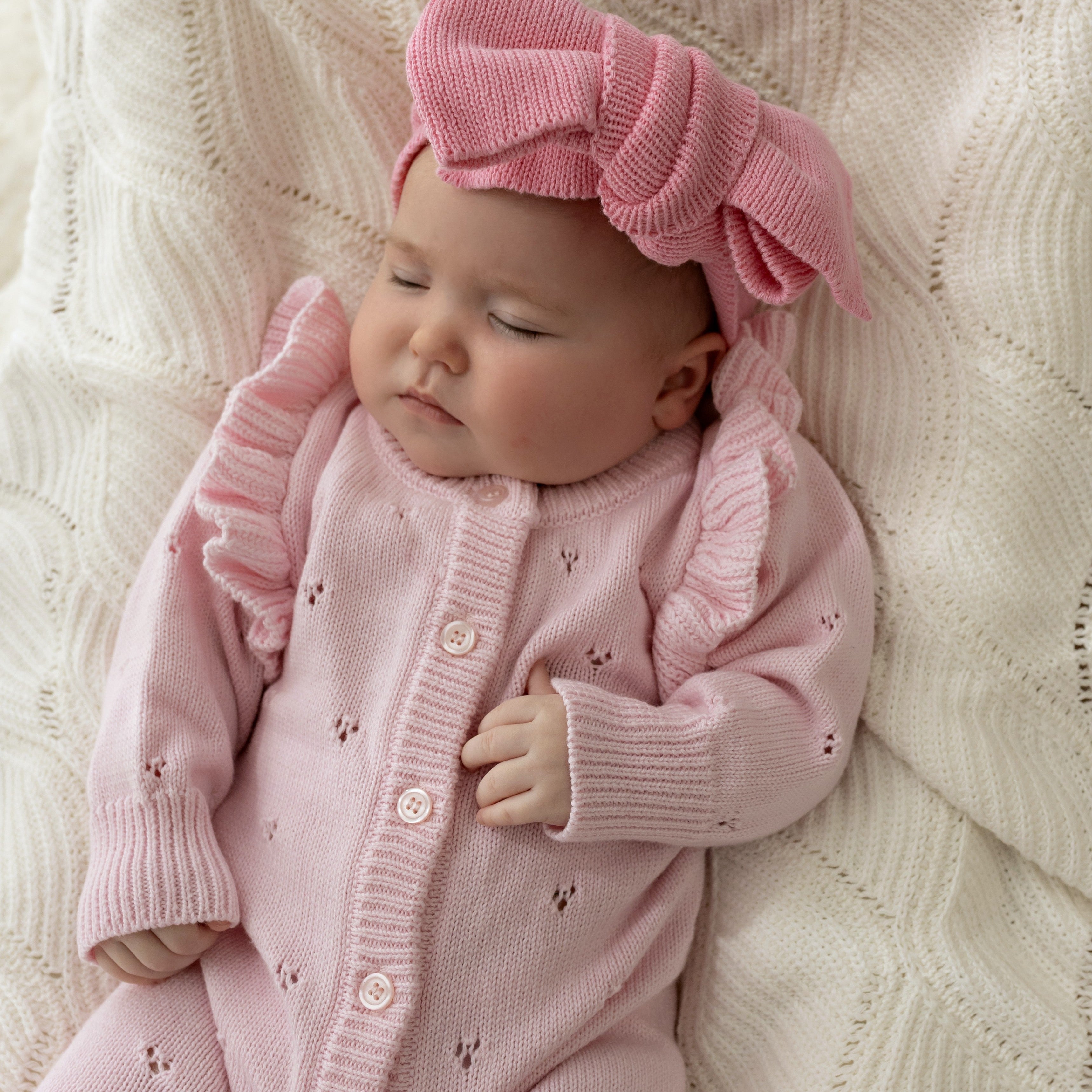 Pointelle Knit Romper - Classic Pink