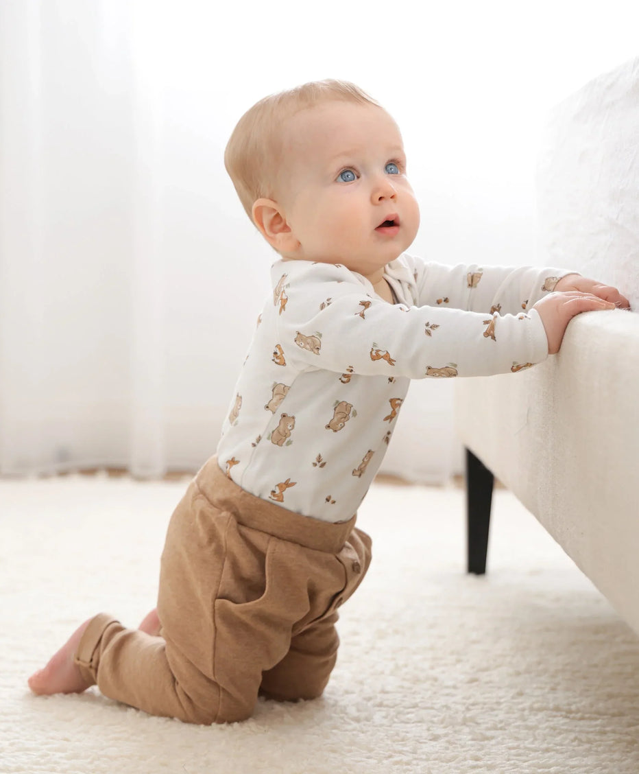 Organic Cotton Long Sleeve Bodysuit - Bear and Bunny