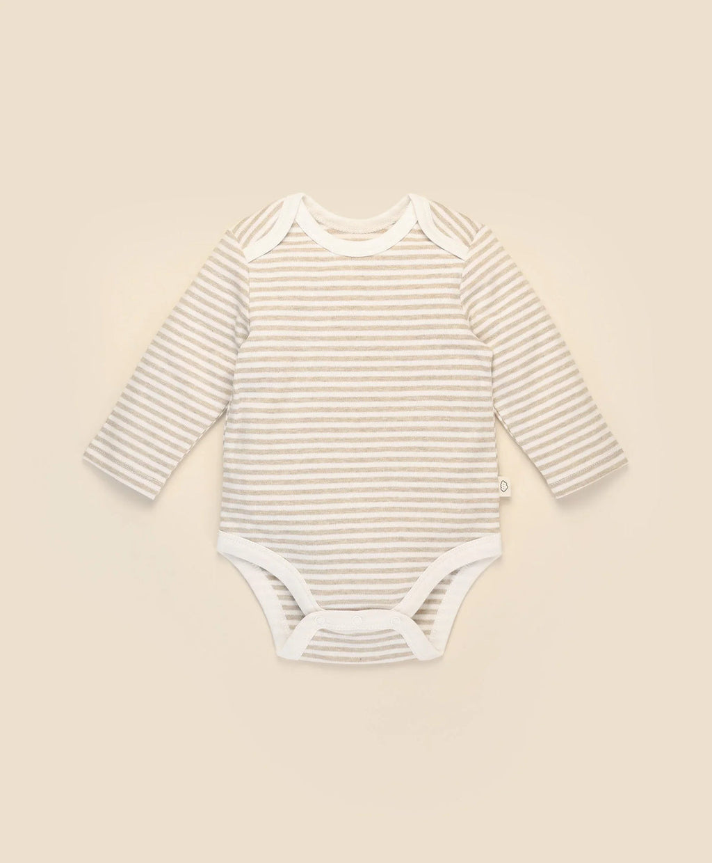 Organic Cotton Long Sleeve Bodysuit - Oat Stripes