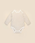 Organic Cotton Long Sleeve Bodysuit - Oat Stripes